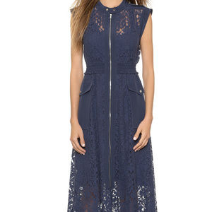 Rebecca Taylor Navy Floral Lace Maxi Dress Sz 10